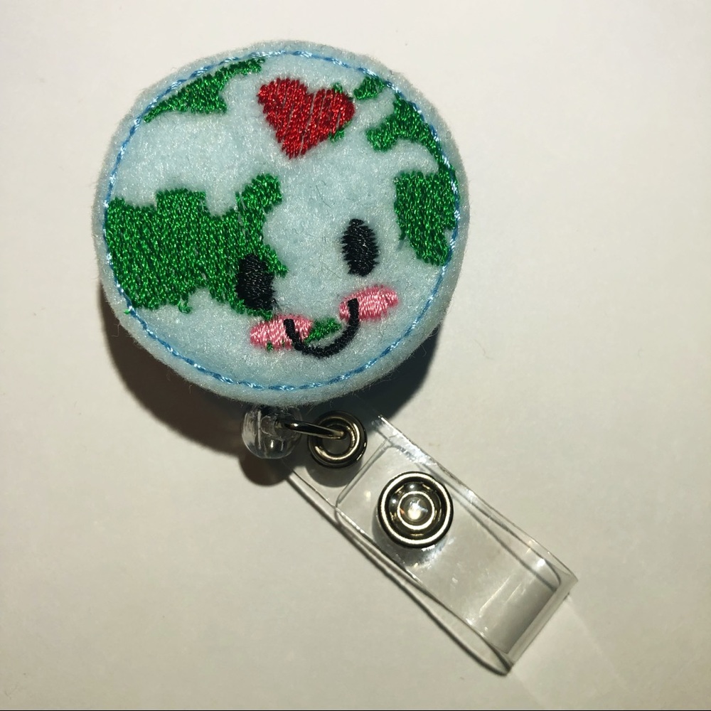 Planet Earth Felt Badge Reel